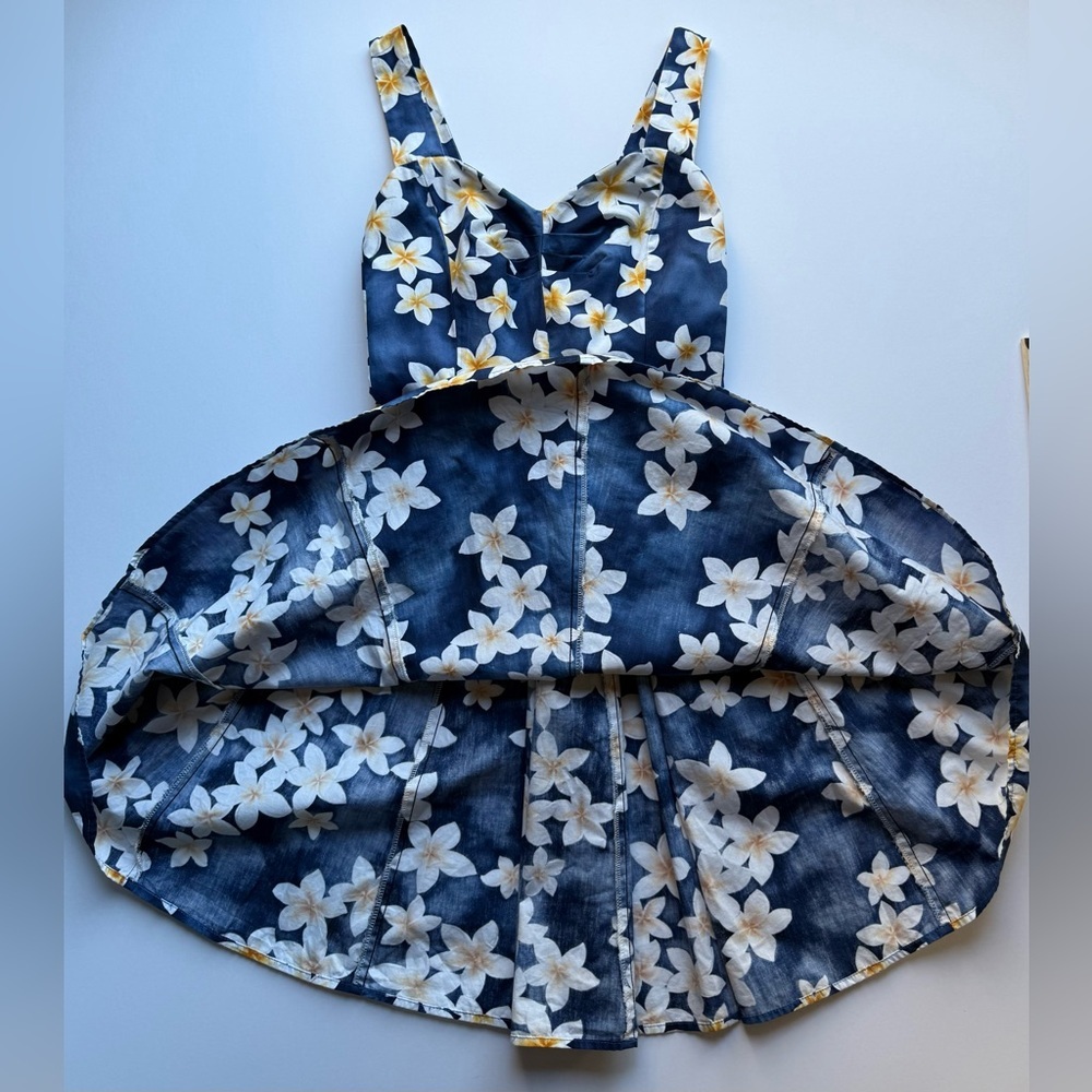 ROYAL CREATIONS Floral Blue Dress 👗 💙 🌸 🏝️ 🌊 100% COTTON ✅ - Picture 8 of 16
